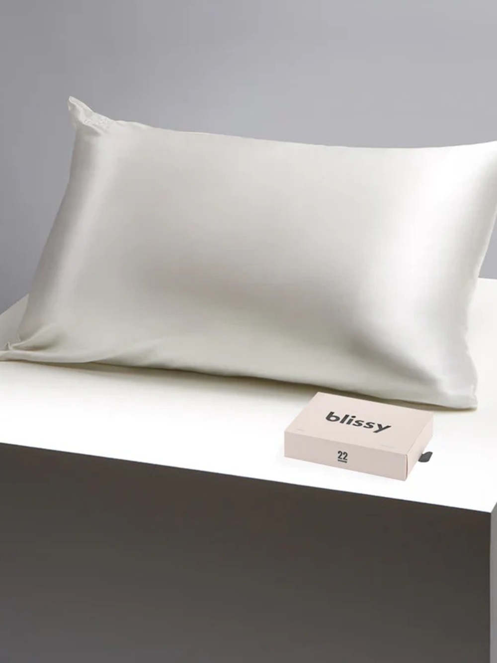 (2) Blissy 100% Silk Pillowcases in White, both brand new in box